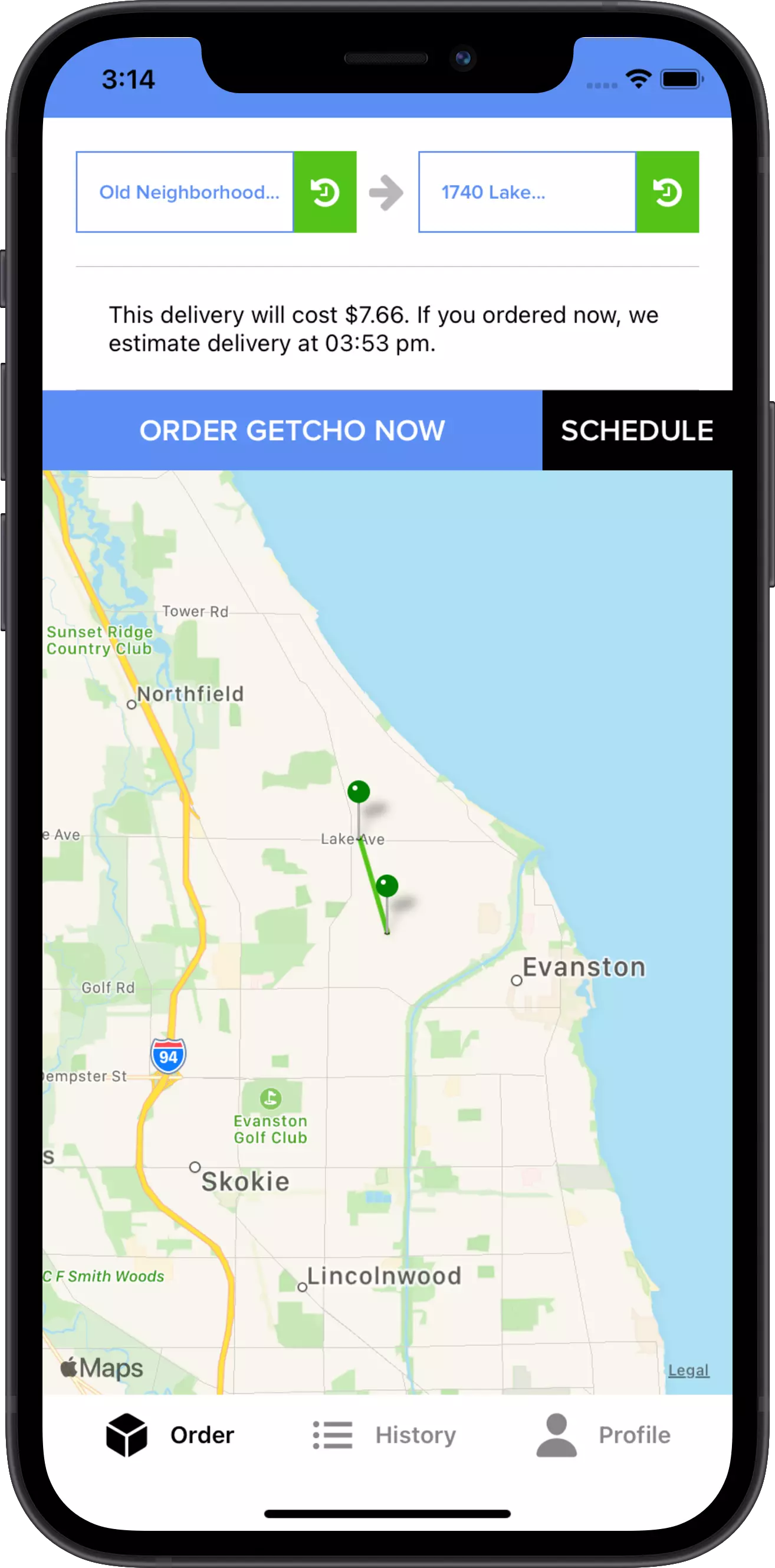 Getcho - Order Page