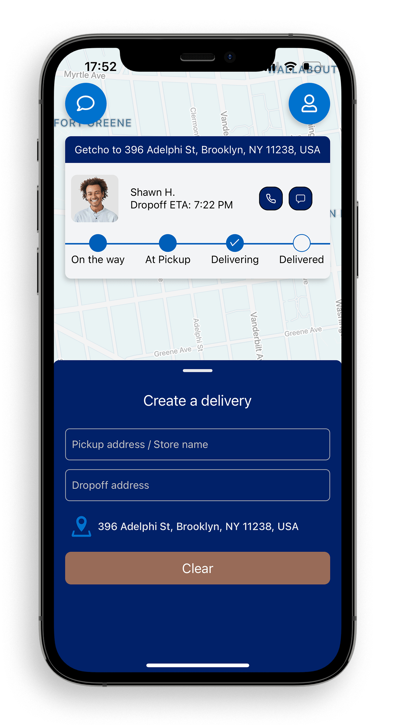 Getcho Delivery Screen