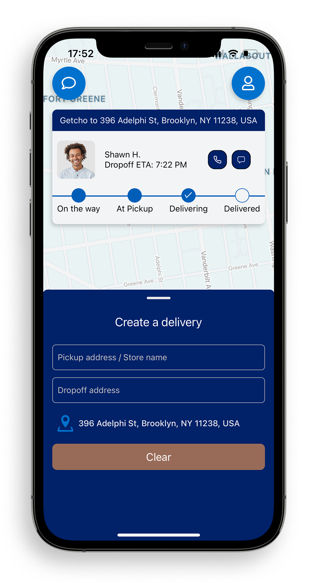 Getcho Delivery Screen