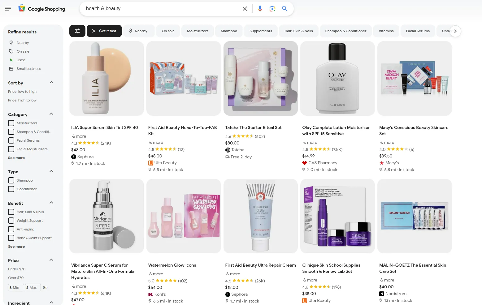 Google Shopping with Nearby Filter