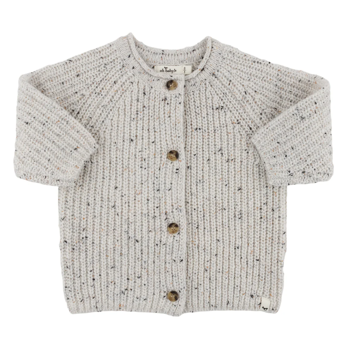 Snowy Speckle Knit Grandpa Roll Neck Cardigan