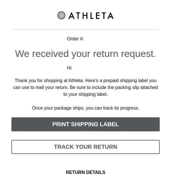 Getcho return Athleta order UPS