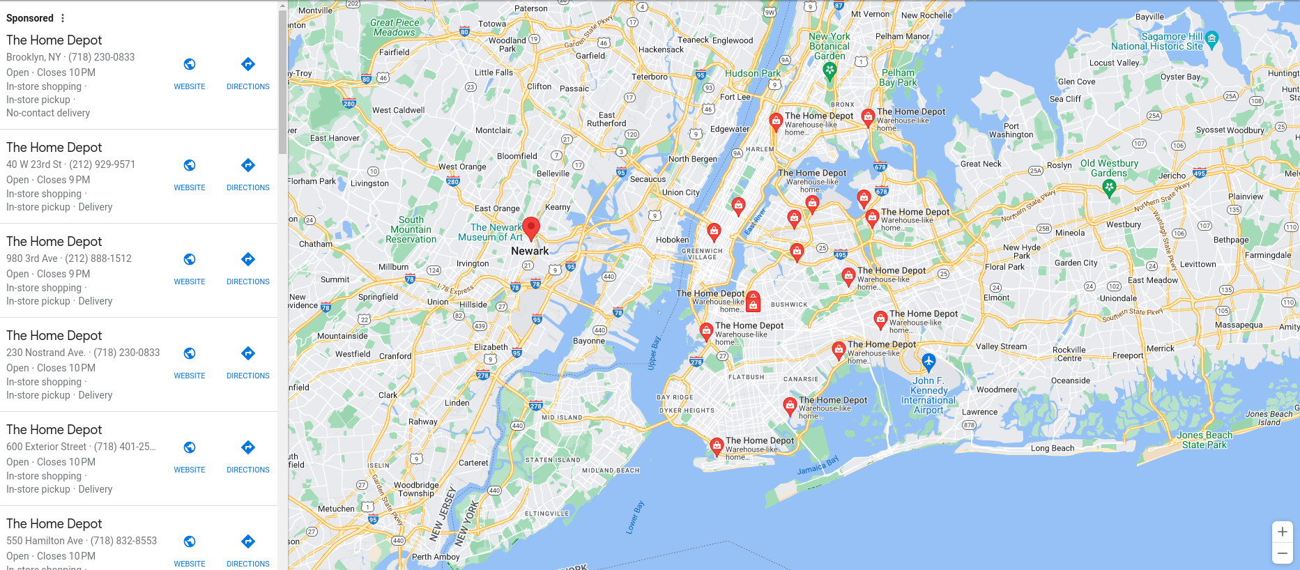 Home Depot stores in nyc